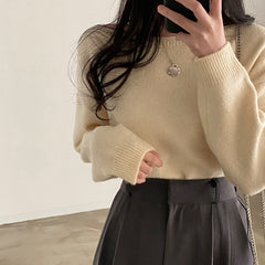 Solid Color Cropped Sweater