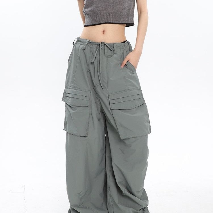 Ruched Y2K Baggy Cargo Pants - fairypeony