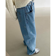 Vintage Embroidered Bow Boyfriend Jeans