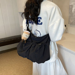 Solid Color Stitching Shoulder Bag