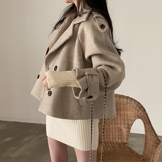 Suit Collar Double Breasted Loose Jacket