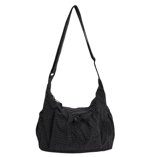 Vintage Checkered Print Crossbody Bag