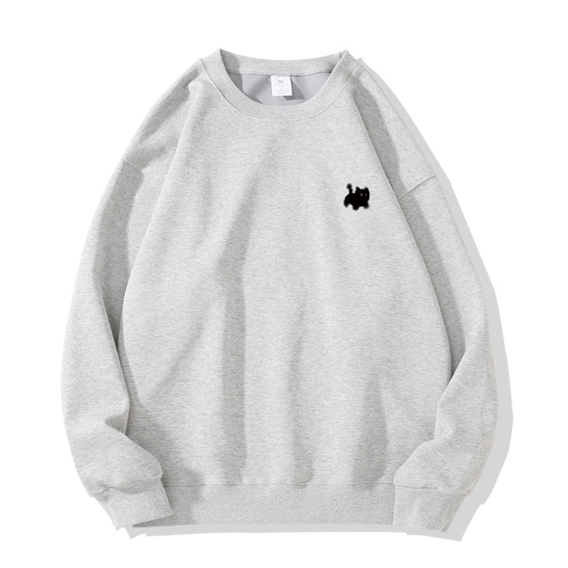 Solid Color Cartoon Print Oversized Sweatshirt