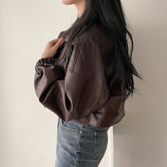 Vintage Versatile PU Leather Jacket