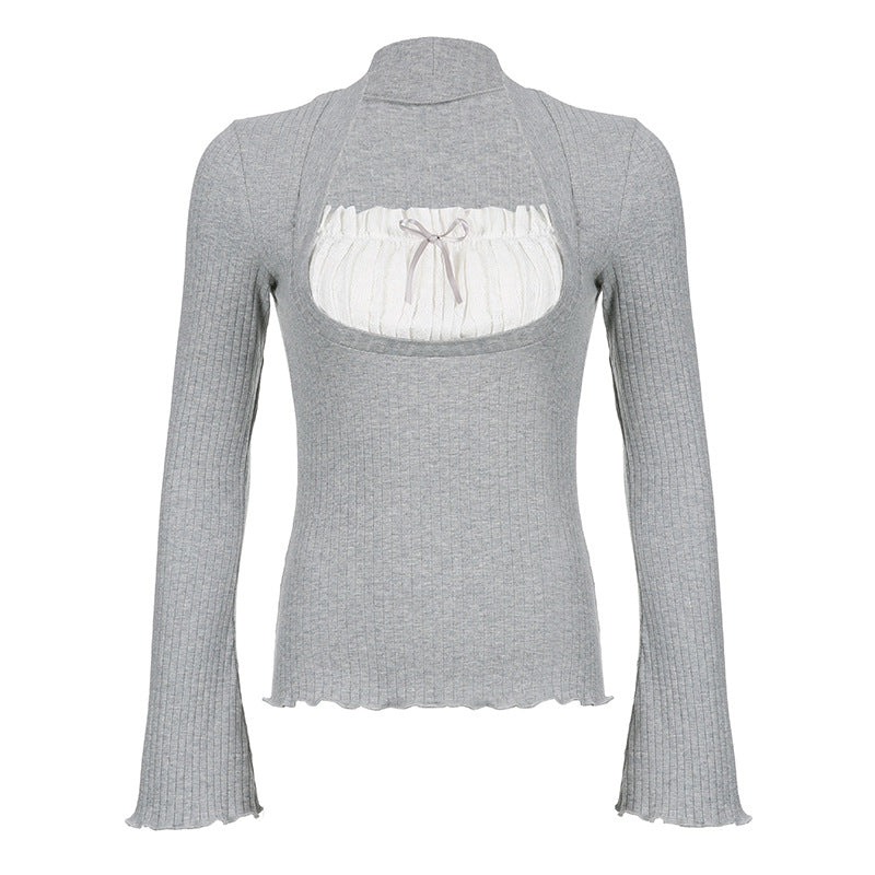 Patchwork Pleat Fungus He Long Sleeve Tee