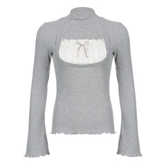 Patchwork Pleat Fungus He Long Sleeve Tee