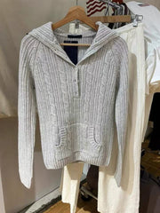 Womens Lapel Long Sleeve Knit Top