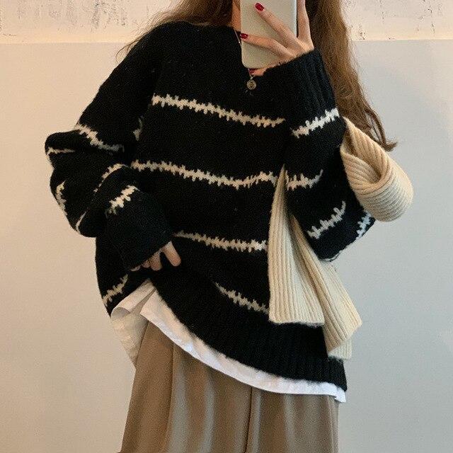 Vintage Long Sleeve Striped Sweater