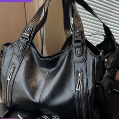 Vintage Pu Leather Larger Capacity Shoulder Bag - fairypeony