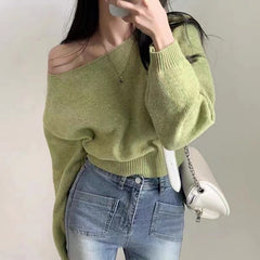 Solid Color Cropped Sweater