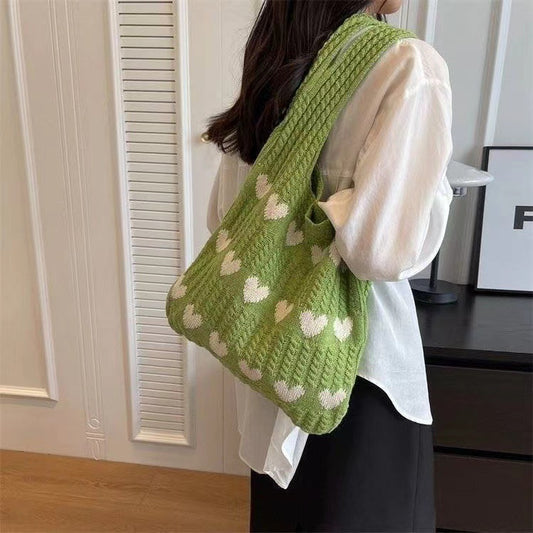 The Sweetheart Satchel Knitted Tote Bag - fairypeony