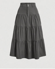 Women's Solid Color High-Low Zipper Pleated Skirt - fairypeony