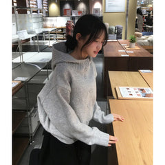 Buttoned Hooded Cardigan Sweater