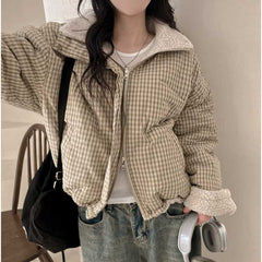 Vintage Checkered Print Reversible Coat