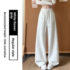 Curved Hem High-Waist Wide-Leg Sweatpants – Soft Cotton Blend Casual Trousers in Regular & Extended Length