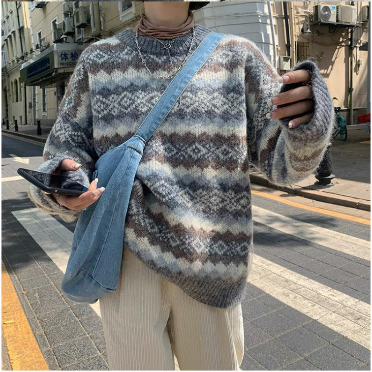 Cozy Jacquard Knit Sweater - fairypeony