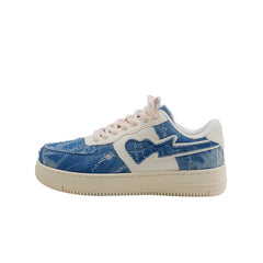 Y2K Aesthetic Denim Heart Sneakers - fairypeony