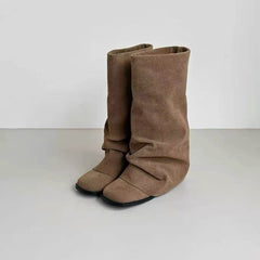 Womens Cowhide Knight Boots with Rivet Details