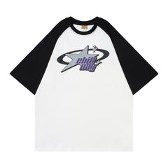 Star Graphic Raglan Short Sleeve Oversized Tee - fairypeony