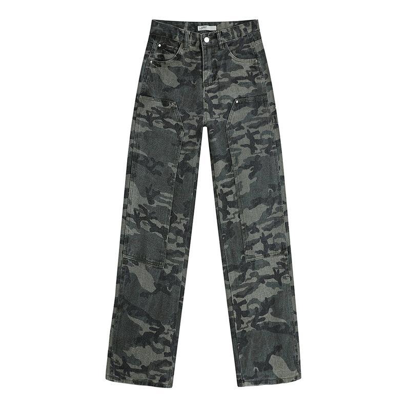 Creen Camo Washed Cargo Jeans - fairypeony
