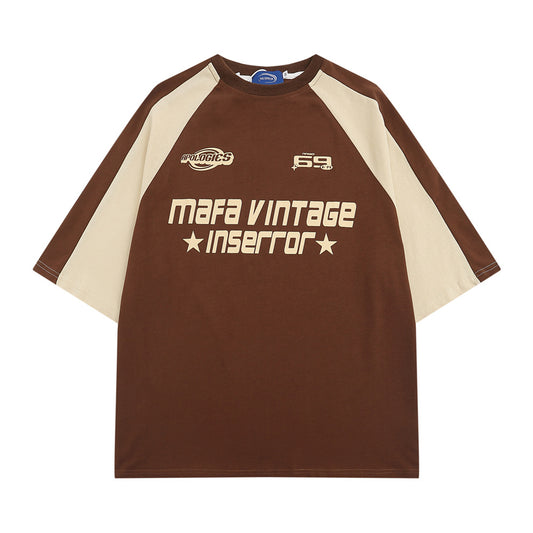 Raglan Short Sleeve Patchwork T-shirt