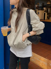 Stand Collar Zipper Windbreaker Jacket