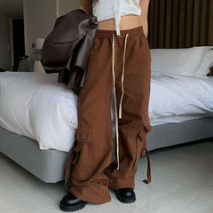 Elastic Waist Straight Leg Cargo Pants