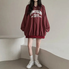 Letter Print Oversized Round Neck Sweatshirt