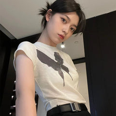 Short Sleeve Butterfly Graphic Tee - fairypeony