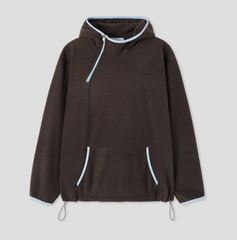 Fleece Hooded Zip-Up Jacket – Double Pocket Casual Winter Coat in Apricot and Brown