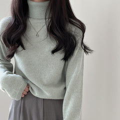 Dark Academia Turtle Neck Solid Color Sweater