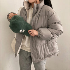 Solid Color Reversible Oversize Fleece Jacket