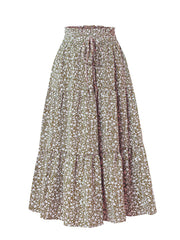 Floral Print Elastic Waist Maxi Skirt - fairypeony