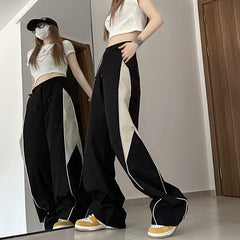 Contrasting Straight Leg Sweatpants - fairypeony