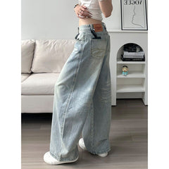 Embroidered high waist wide leg jeans