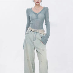 Vintage Light Blue Straight Baggy Jeans