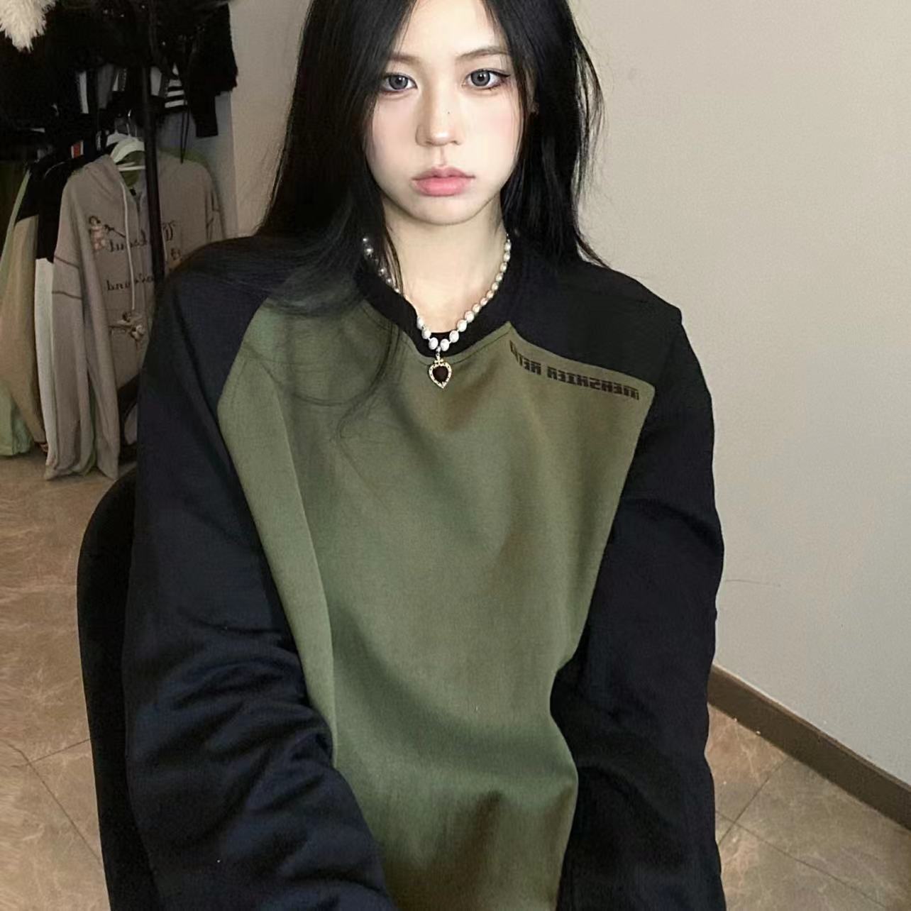 Vintage Raglan Long Sleeve Oversized Sweatshirt - fairypeony