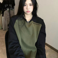 Vintage Raglan Long Sleeve Oversized Sweatshirt - fairypeony