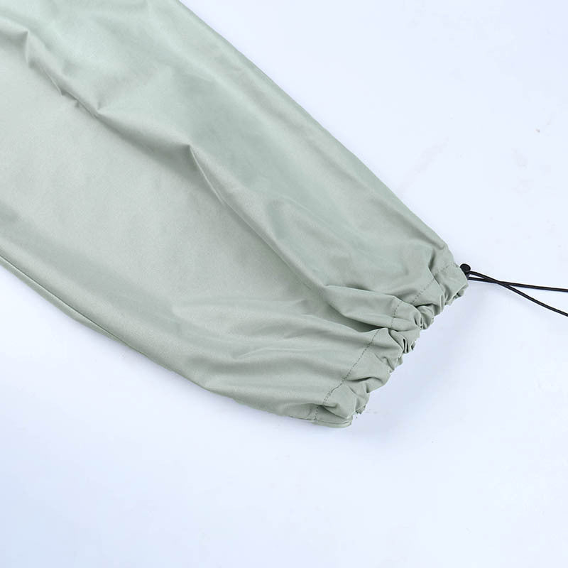 Belted Drawstring Parachute Cargo Pants - fairypeony