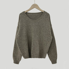 Dark Academia Solid Color Round Neck Sweater