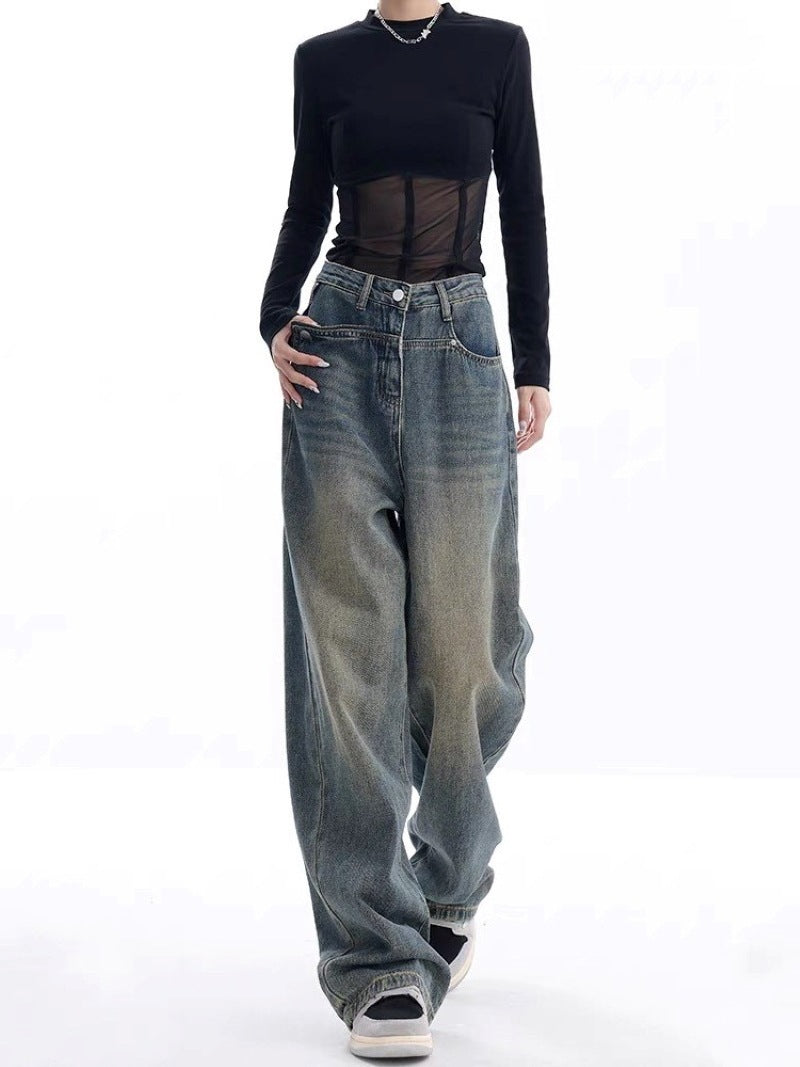 Vintage Dark Wash High Waist Boyfriend Jeans