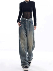 Vintage Dark Wash High Waist Boyfriend Jeans