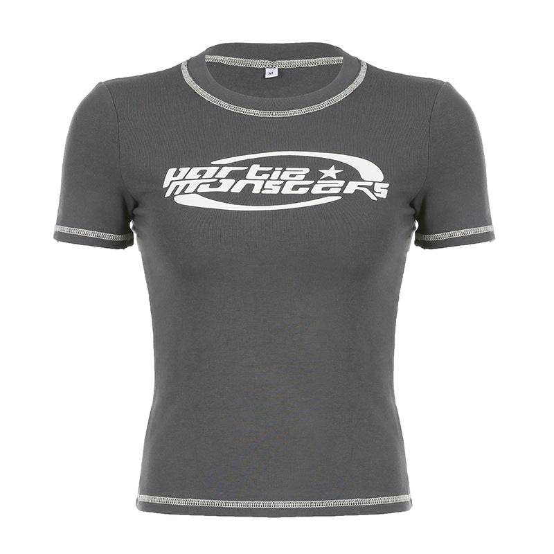 Stitched Short Sleeve Logo Graphic Tee - fairypeony