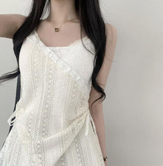 Tully lace side shirring layered bustier Blouse