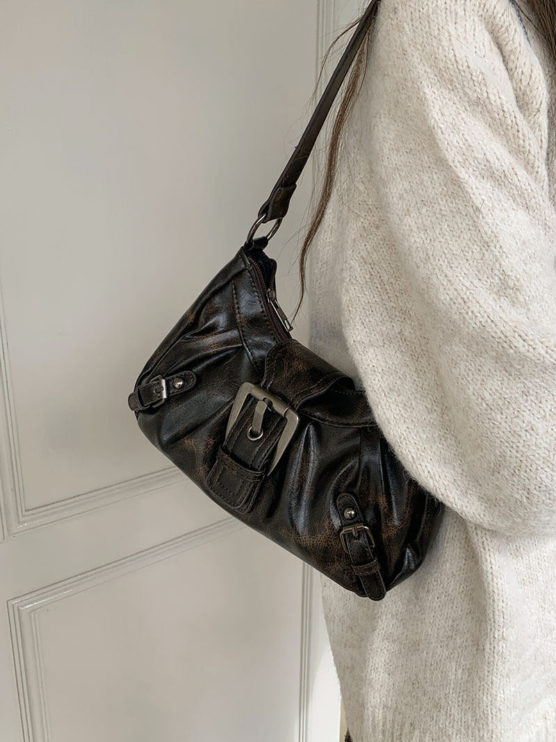 Vintage Y2K Punk Pu Leather Shoulder Bag - fairypeony