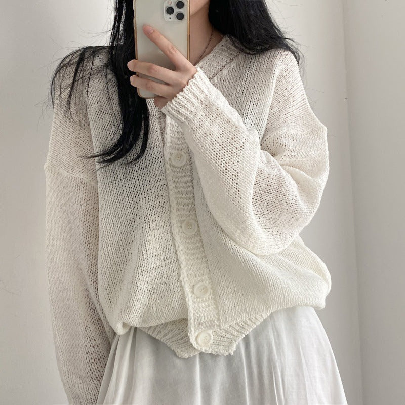 Aesthetic V-Neck Thin Knitted Cardigan