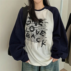 Vintage Raglan Long Sleeve Patchwork Sweatshirt