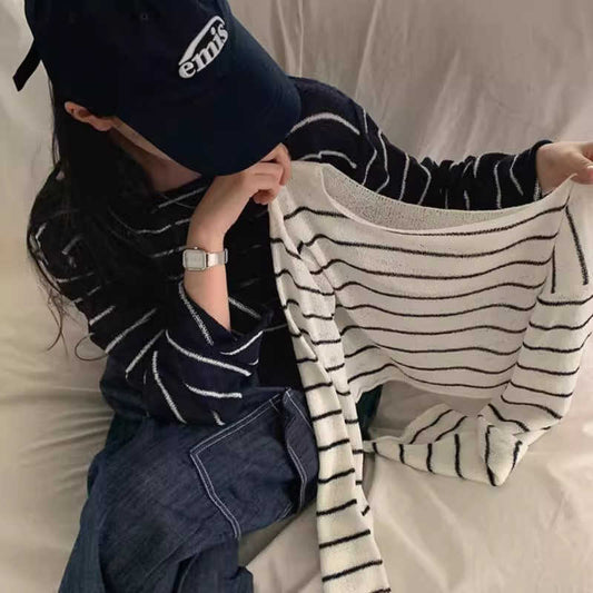 Striped Oversized Long Sleeve Knitted Tee