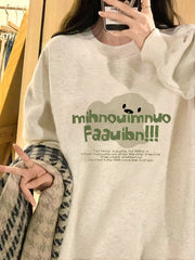 Crewneck Fleece Lined Loose Fit Mid-Length Sweatshirt Pullover