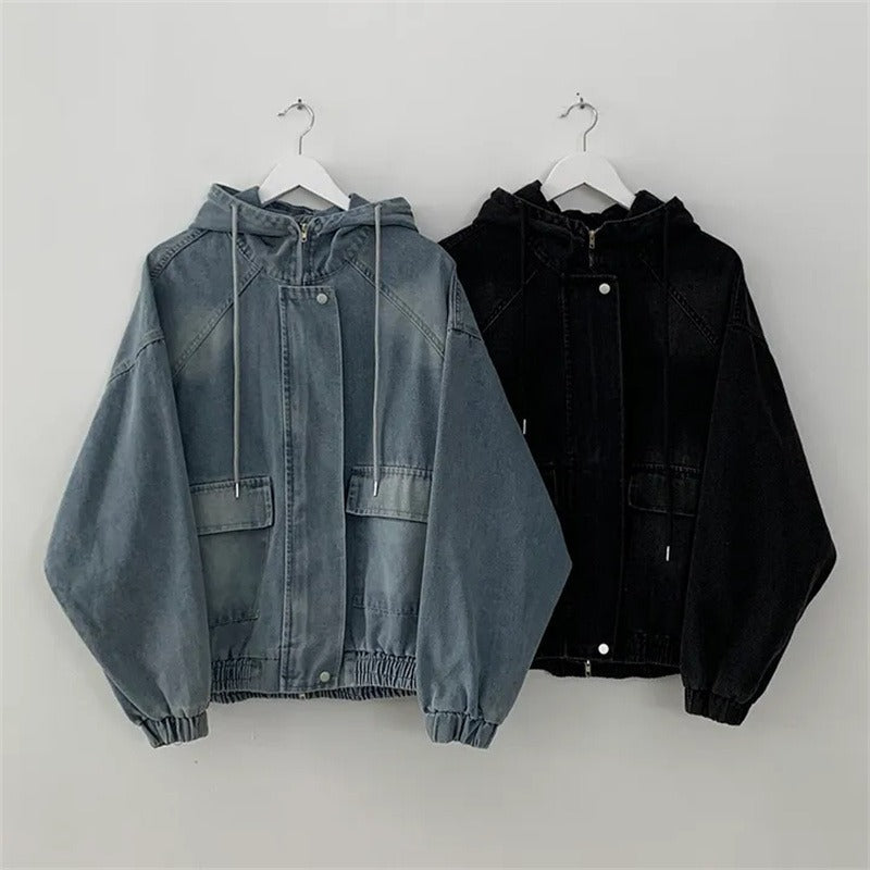 Hooded Patchwork Denim Jacket